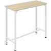 EUGAD Tavolo da Bar Salvaspazio, Tavolo Alto da Cucina Stretto, bancone bar in Legno & Metallo per Home Bar Cucina, 100 x 40 x 100 cm, Rovere Chiaro + Bianco