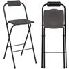COSTWAY Set di 2 Sgabelli da Bar Pieghevoli, Sedia Alta con Schienale e Poggiapiedi, Struttura in Metallo, per Interno ed Esterno, Portata 150 kg (Grigio)