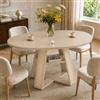 GAWYOEX Tavolo da pranzo rotondo allungabile 100-140 cm, tavolo da cucina | Tavolino da salotto, tavolo da pranzo, piano in legno e gambe in rattan, rotondo, allungabile, per cucina, soggiorno