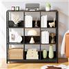 Blishom Libreria a 3 livelli, 9 scomparti con barre trasversali, stabile soggiorno, camera da letto, scrivania mensola, 100 x 30 x 101 cm (Nero)