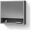 Livinity Specchio contenitore bagno ATERNO, Grigio, 70 x 65 cm | con 2 porte