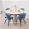 DEYARNA HOME Set da Sala da Pranzo, Tavolo da Pranzo Rotondo Moderno con 4 Sedie da Pranzo, Piano del Tavolo in MDF e Seduta in Velluto per Cucina, Sala da Pranzo e Ristoranti (Blu)