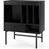 RELAX4LIFE Supporto Giradischi in Vinile, Supporto per Giradischi con Scomparti Aperti, Espositore per Dischi in Vinile per Sala Musica e Soggiorno, 70 x 36 x 80 cm (Nero)