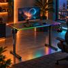 Noua Dot Pro Scrivania Gaming con LED RGB, Telaio a T, 120 x 60 cm, Nero | Postazione PC, Gancio per Cuffie, Porta Bicchiere, 2 Fori passacavi, Illuminazione RGB, per Gaming, Informatica e Lavoro
