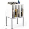 COSTWAY Mobile Porta Vinili con Stazione di Ricaricae, Bianco | Supporto per Giradischi sul Piano Superiore, Fino a 140 Album in 4 Scomparti, Gambe Rialzate in Metallo, 50 x 40 x 81 cm