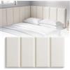 OJTOJT 4 pannelli murali 20x40 cm, per camera bimbi (Crema) | Wandkissen Kinderzimmer Selbstklebende, PU Wasserdicht Wandpaneel Gepolstert, 3D Wandpaneele Prallschutz für Schlafzimmer