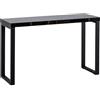 FineBuy Consolle 120x40x76 cm Nera Lucido Effetto Marmo | stretto tavolino con gambe in metallo e grande superficie, utilizzabile come scrivania, credenza per l'ingresso