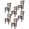 t m c s Tommychairs - Set 6 Sedie Venezia per cucina bar e sala da pranzo in Faggio Color Noce Scuro e seduta in paglia