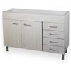 Yellowshop - Mobile cucina sottolavello a 2 ante e cassettiera cm 120 effetto legno Frassino Moire componibile con lavello inox e scolapiatti Basic (Sottolavello cassettiera Dx)
