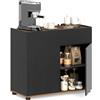 KOMFOTTEU Credenza Cucina con Cassetto e 2 Ante, Mobile Cucina Dispensa Moderno con Dispositivo Antiribaltamento, Mobiletto Buffet per Soggiorno, Sala da Pranzo, 80 x 35 x 70 cm (L x P x A) (Nero)