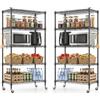 Himimi Set di 2 Scaffali con Ruote e 5 Ripiani Regolabili in Altezza, Scaffale in Filo Metallico, Scaffalatura Robusto per Cucina, Bagno, Dispensa, Garage, Cantina e Ufficio, 76 x 35 x 158 cm, Nero
