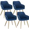 Lestarain 4 X Sedia Poltroncina da Sala Pranzo Sedie Moderne da Cucina con Schienale e Braccioli Sedia Imbottita in Velluto per Camera da Letto Soggiorno Gambe Metalliche d'Oro Blu LCNI72007-4