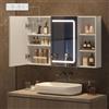 KIMENICH Specchio Bagno, Armadio a Specchio con LED, Multipresa, 100X65X17cm, Bianco | 2 Ante, Scaffali aperti, Ripiano Regolabile, Interruttore a Sensore Tattile, 3 Temperatura Colore Dimmerabile
