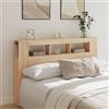 SECOLI Testiera Letto Matrimoniale con Scomparti e Luci in Legno Multistrato Rovere Sonoma 160x18,5x103,5 cm
