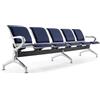 FBasic Panca 5 posti acciaio 299x71x78H argento per sala d'attesa | Con cuscino per sedile e schienale BLU NAVY 119 | Panchina con braccioli