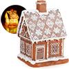 com-four® Casetta LED Pan di Zenzeror 12 x 18 cm | Decorazione natalizia luminosa con timer per davanzale, tavolo o cassettiera, casetta di Natale