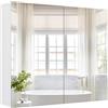 FOREHILL Specchio Bagno Contenitore,Mobiletto Specchiera 2 Ante 70x15x60cm | Armadietto a Specchio,Mobiletto Bagno Salvaspazio con Contenitore,Specchiera da Muro a Ante,Pensile Bagno Sospeso,Specchio HD