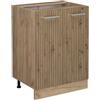 Vicco Mobiletto base cucina R-Line, Rovere artigianale, 60 cm | 2 Ante · Senza piano di lavoro · Piedini regolabili in altezza · 1 Ripiano · ✓ Liberamente combinabile