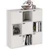 KOMTO Libreria con Ante, Mobile a Cubi con 9 Scomparti | Scaffale per Libri Bianco, 5 Ante, 88,5 × 27,5 × 89,5 cm