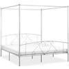 SECOLI Letto a Baldacchino Matrimoniale, Letto Ferro Battuto, Struttura Letto Matrimoniale in Metallo 180x200 cm Bianco