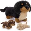 MorisMos Grande peluche a forma di bassotto, XXL, con bambino nella pancia, 52 cm, morbido, gigante, bassotto, peluche, giocattolo, regalo di compleanno e Natale per bambini