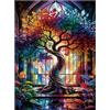 Artinhand Puzzle da 16 pezzi grandi per anziani Albero della Vita Puzzle | Puzzle in vetro colorato per adulti decorazione domestica festa di compleanno giocattoli regalo 30,5 x 22,9 cm