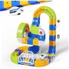 Tracpos Trenino Elettrico Bambini, 124 Pezzi(36 Binari + 1 Treno) Trenino Giocattolo, Pista Treno 3D Cube Train Track Set, Treno Elettrico Giochi Regalo per Bambini 3 4 5 6 7 8 Anni