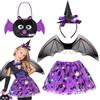 Beipegin Costume Pipistrello Bambina con Luci a LED,Luminosa Gonna Tulle Ali Pipistrello Cerchietto Borsa Costume Vampiro Halloween Bambina