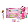 Barbie Weekend Escape Casa Playset con Bambola e Accessori | 10 accessori tra cui biscotti da cuocere, gattino, 4 aree gioco, 2 letti a castello e gioco a 360°, JMD28