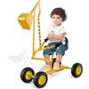 COSTWAY Ruspa Giocattolo per Bambini, Escavatore Cavalcabile con Controlli a 2 Mani e Pala Flessibile, Sedile Girevole a 360°, Regalo per Bambini 3 Anni+ (con Ruote Giallo 1)