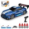KBIBCK RC Drift Car, auto da corsa telecomandata, scala 1:24, 30 km/h, 4WD 2,4 GHz, auto telecomandata con luci LED, pneumatici e blocchi stradali, telecomando mini auto RC per adulti (8602, blu)