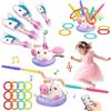 Aliex Unicorno Bambina Regalo 3 4 5 6 7 8 9 Anni | 3 in 1 Giochi da Esterno per Bambini - Salta con Musica, Razzo Spaziale Giocattolo e Gioco Lancio Anelli - Giochi da Giardino e Interno