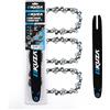 KUZA Catena per motosega, 1 cm, passo 109,2 cm, 55 maglie, in acciaio tedesco, adatta per Stihl MS 170, MS 180, MS171, MS180c, 36100050055, 61PMM355E e altri, R55 (3 catene + 1 bar)