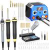 Trsaow Kit per Bruciare il Legno Aggiornato con 3 Pennarelli, 30 Punte di Filo e 7 Punte Solide, Set di Strumenti per Pirografia con Display Digitale della Temperatura per Opere d'Arte