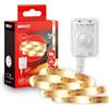 BRILONER Striscia LED con batteria da 1 m, sensore di movimento USB-C | sensore crepuscolare, timer, supporto magnetico, autoadesivo, striscia LED, striscia LED, striscia LED, soggiorno