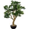 DRW Pianta artificiale di un bonsai di cipresso in PE e PVC con vaso in verde e marrone, 90 x 80 x 112 cm