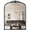 WallBeyond Specchio vintage nero per toeletta 55 x 76 cm, nero antico specchio con cornice ornata, parete vintage ad arco per bagno, soggiorno, camino, ingresso