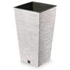 Prosperplast Furu - Vaso quadrato Eco Wood, effetto legno naturale, bianco, 20 x 20 x 38 cm, uso interno ed esterno per giardino, terrazza e balcone