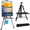 Newzealkids NewZeal Cavalletto per pittura Canvase Artist Cavalletto da 50,8 cm a 61,9 cm Cavalletto artistico per pittura e visualizzazione, treppiede in alluminio regolabile in altezza con borsa portatile/fusto