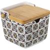 DRW Zuccheriera in ceramica con coperchio in legno e quadrati 9x9x9cm
