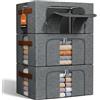 NiuBeBe Scatole per Armadio Rigide: Contenitori per Armadio Cerniera - Piumone Lenzuola Organizzatore Armadio - Scatole per Vestit (Grigio 3x24L)