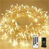 Nurkoo Ghirlanda di lampadine a LED con telecomando, 15 m, 100 LED, funzione timer, impermeabile IP65, per interni ed esterni, bassa tensione, per feste, Natale, giardino