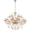 Eglo Lampadario Basilano, 18 fiamme vintage shabby | chic, lampada a sospensione in acciaio e vetro cromato, cognac, per tavolo da pranzo e soggiorno con portalampada E14