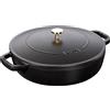 STAUB Chistera casseruola in ghisa, adatta a tutti i piani cottura incl. induzione, rotonda, 28 cm, 3,7 L, Made in France, nero