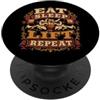 Retro Strength Training Gym Barbell Moti Eat Sleep Lift Repeat Vintage sollevamento pesi bilancieri allenamento PopSockets PopGrip Adesivo