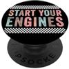 Funny Car Racing Start Your Engines Race Avviare I Motori, Vintage Retro Scacchi Bandiera Auto Da Corsa PopSockets PopGrip Adesivo