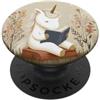 Bookish Grips Cute Unicorn Book Lover Bookish Beige PopSockets PopGrip Adesivo