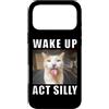Funny Silly Cat Memes by The Meme Factor Custodia per iPhone 17 Pro Max Wake Up Act Stupido Cat Meme