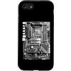 Grandio Design Geeky Computer & IT Novel Custodia per iPhone SE (2020) / 7/8 Computer Builder Scheda Madre Circuito Divertente PC Nerd