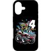 Dino Monster Truck Birthday Gifts Custodia per iPhone 17 T-Rex Monster Truck 4° compleanno 4 anni Party Dinosaur